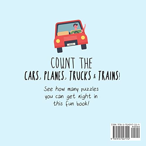 Count the Cars, Planes, Trucks & Trains!: A Fun Puzzle Activity Book for 2-5 Year Olds (Counting Books for Kids) - Image 2