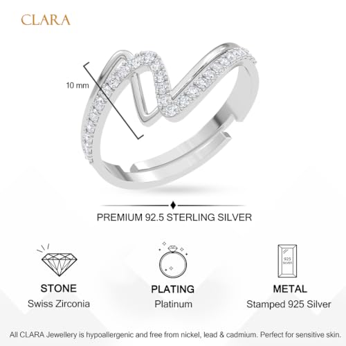 Image of Clara 925 Sterling Silver Minimal Adjustable Ring for Women Platinum Plated | Daily Wear | Gift for Women and Girls