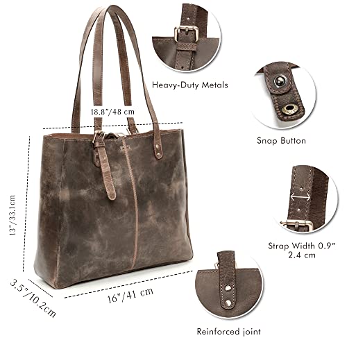 Image of Leather Tote Bag for women, Genuine Leather Totes, Shopping Bag, Gifts for Women