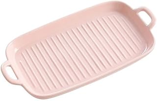 ZHANGXIAO Bandeja De Hornear Pan De Cerámica Parte Inferior Rayada Herramientas De Cocina para El Horno Pastel, Pastel, Pizza, Nevera-congelador Y Aptas para El Lavavajillas (Color : Rosado)