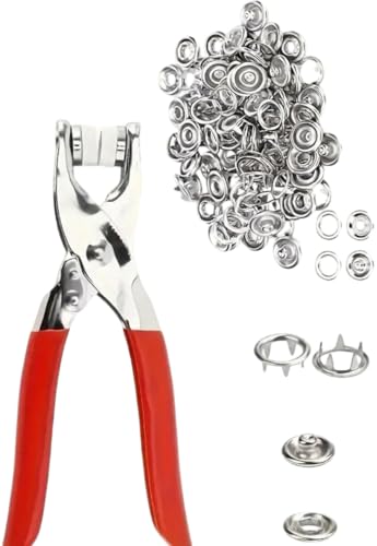 200 Adet Paslanmaz Çelik Çıtçıt ve Pense Seti – Metal Çıtçıt Makinesi, Kumaş Çıtçıt Düğme Seti, El İşi ve Tamir için 50 Set Çıtçıt