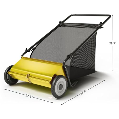 26-Inch Push Lawn Sweeper with 4-Brush System, Heavy-Duty Steel Frame, Height-Adjustable Leaf & Grass Collector, 7 Cu.ft. Mesh Bag, Ideal for Leaves, Grass, Yard & Garden Cleanup by Patikuin - Image 2