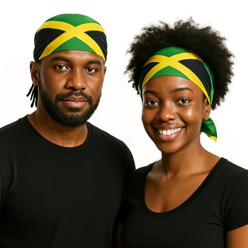SUNRIBE Jamaica Flag Bandana Rasta Headwrap for Men & Women – Caribbean Pride Scarf, Headband, Festival Accessory, Reggae Colors, Multi-Way Wear for Carnival, Parties & Travel