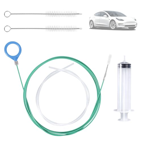 5pcs Updated Sunroof Drain Cleaning Tool Kit, 78in Flexible Long Pipe Cleaner with Brush Syringe Hose Syringe Tubing Unclogger Attachment for Car Sunroof Trunk & Wiper Drain Holes