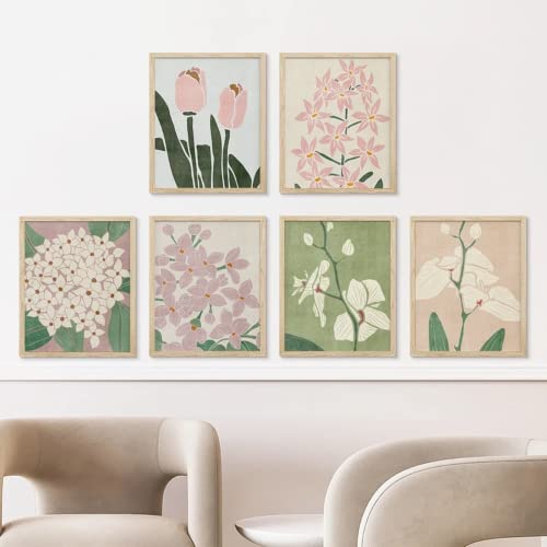 Bluetit Flower Market Poster Botanical Wall Art Flower Art Prints Canvas Wall Art Boho Art Prints Set Of 6 Unframed Wall Art Wall Decor For Home 8X12 #TOP4