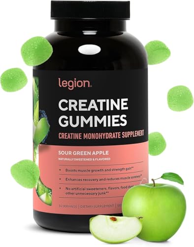 LEGION Creatine Gummies for Men & Women, 5g Monohydrate, Green Apple