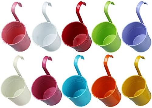 Bunte Metall-Blumentöpfe 10cm - 10 Stück Hängepflanztöpfe Mit Haken