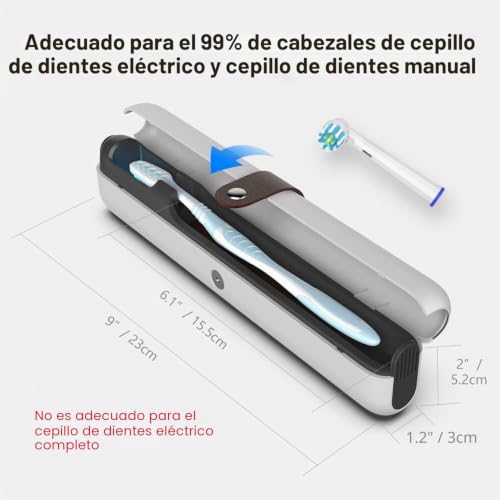 Miniatura 7 de Hubicare Estuche De Viaje Portátil Para Desinfectante De Cepillo De Dientes Uv, Esterilización De Ciclo Automático Uv-C Y Esterilizador Recargable 1 Paquete