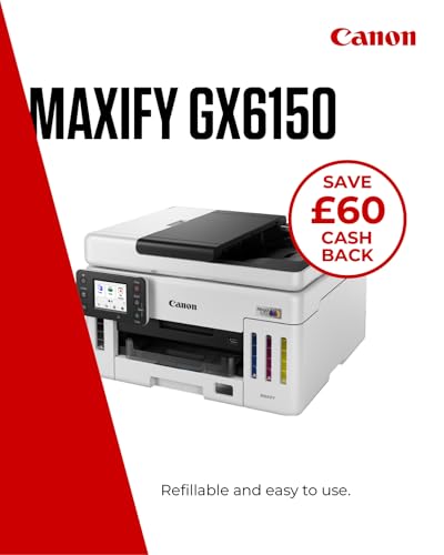 Canon MAXIFY GX6150 Compact Office Printer - Colour Printers & Scanners All-in-One Wireless | MegaTank Inkjet Printer, Copier, Scanner | Wi-Fi, Ethernet & USB Connectivity - Image 2