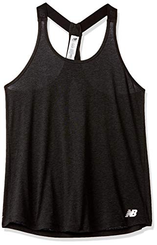 New Balance Women's Heather Tech Tank Top, Black Heather, M