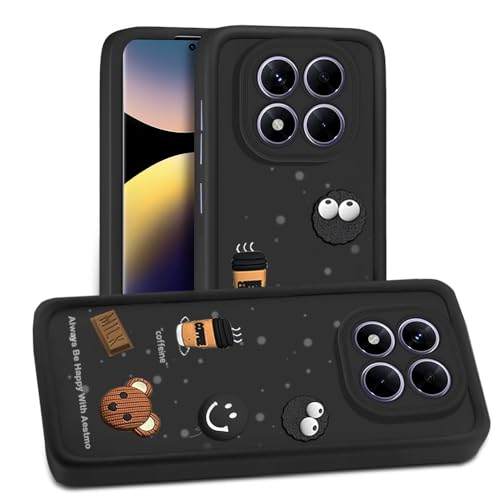 Image of AESTMO Back Case Cover for Redmi Note 14 Pro Plus 5G Cover | Cute Fun Cartoon 3D Ball | Coffee Silicone Case | Full Body Protection | Camera Protection Back Cover for Redmi Note 14 Pro Plus 5G (Black)