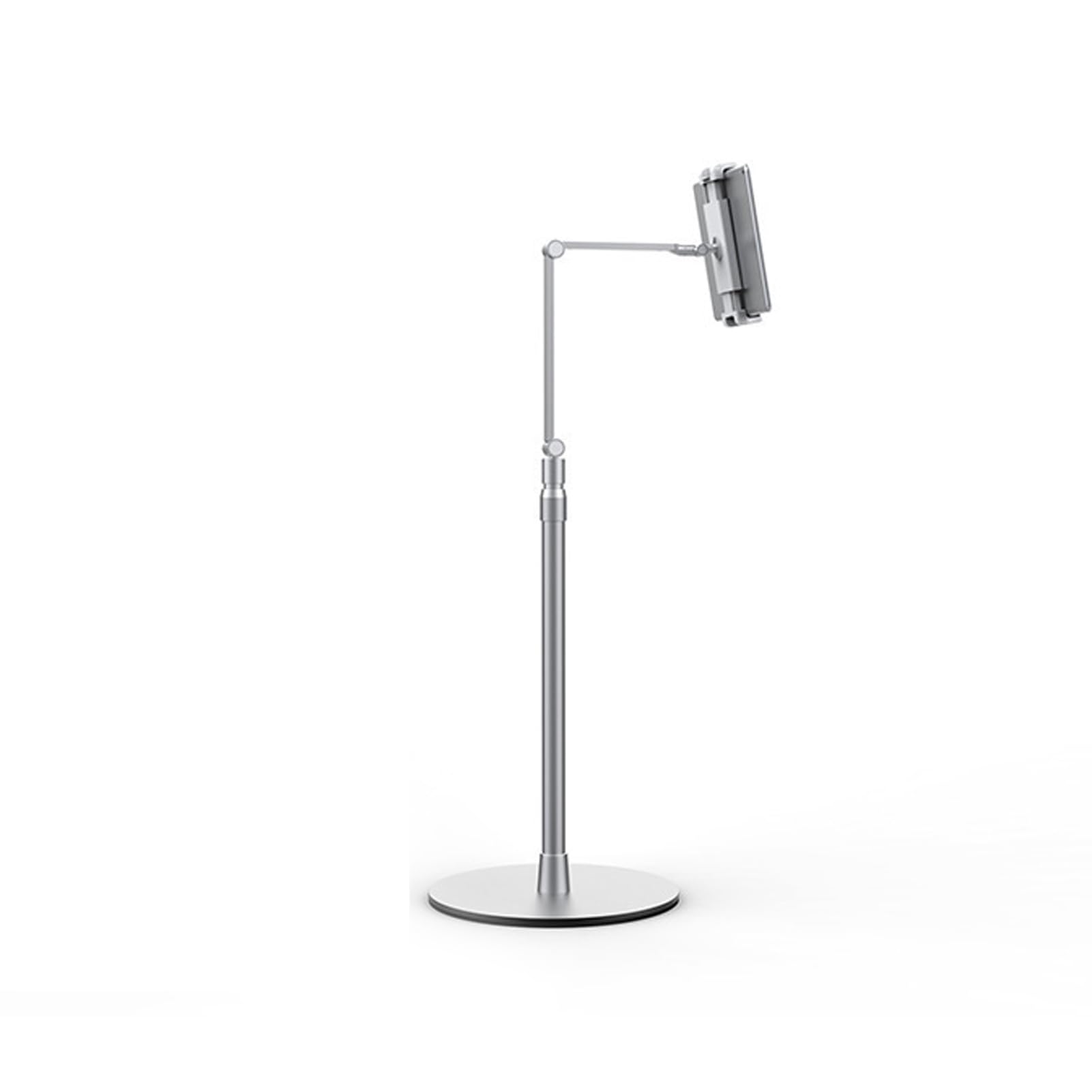 Soporte para tablet con brazo flexible y bandeja, giratorio de 360 grados para vlogging y transmisión en vivo, compatible con tabletas y teléfonos inteligentes de 4.7 a 12.9 pulgadas