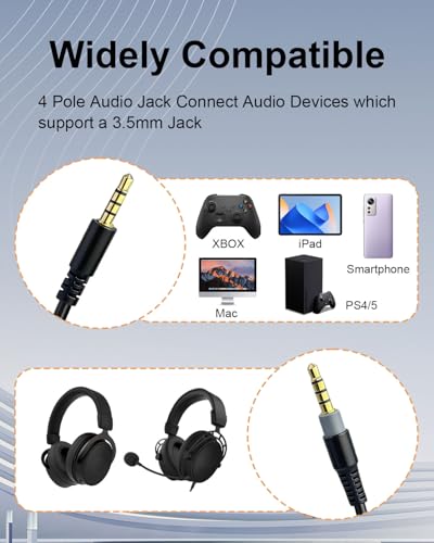 Cable de audio de repuesto compatible con Logitech G933 G633 y Hyperx Cloud Alpha 1,5m 6