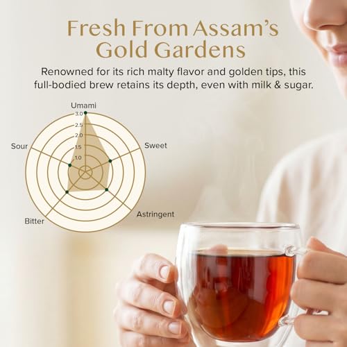 Image of VAHDAM, Assam Gold Second Flush (50 Cups) | RICH & MALTY ASSAM TEA Loose Leaf | 100% PURE UNBLENDED Black Tea Loose Leaf | Black Tea Leaves with GOLDEN TIPS | Brew as Hot, Iced Tea or Latte | 3.53oz