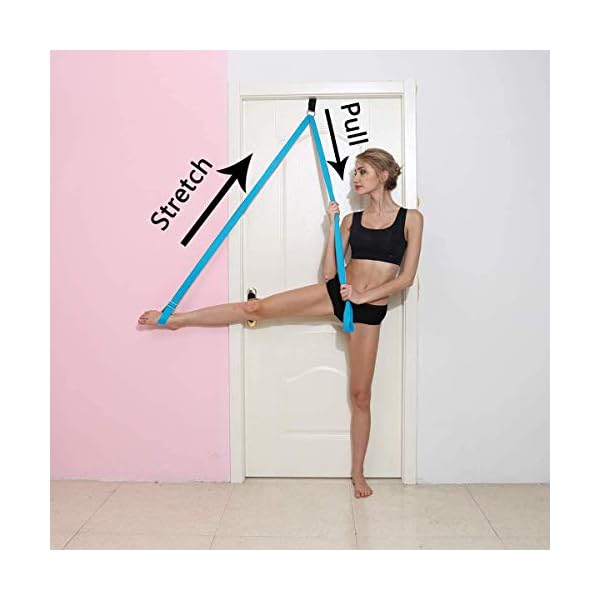 SNKUG-Adjustable-Leg-Stretcher-Lengthen-Ballet-Stretch-Band-Easy-Install-on-Door-Flexibility-Stretching-Leg-Strap-Great-Cheer-Dance-Gymnastics-Trainer-Stretching-Equipment SNAKUGA Door Leg Stretcher for Excercise, Flexibility Yoga Stretch Strap for Dance, Adjustable Bands Ballet for Physical Therapy and Athletic Trainer (Blue)
