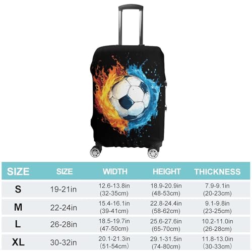Water And Fire Soccer Ball Travel Luggage Cover for Suitcase 19-32 Inches Elastic Washable Baggage Protector2