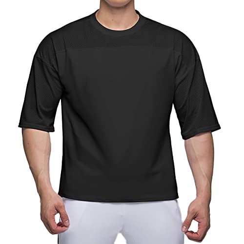 Mens Workout Shirts Short Sleeve Oversize Hipster Big Size Gym Shirts Basketball Hip-hop Mesh T-Shirts for Men T642
