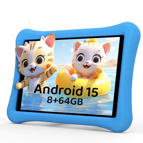 AWOW Android 15 Tablet per Bambini 10 Pollici, 8 GB RAM 64 GB ROM (Espandibile 1 TB), Schermo HD IPS, Controllo Parentale, Batteria 6000mAh, WiFi 6, Tablet Educativo con Custodia Anticaduta Protettiva