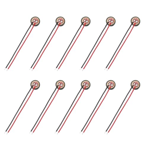 MECCANIXITY Electret Microphone Condenser Mic Pickup 4mm Dia Noise Reducing Microphone Condenser Mic with 30mm Wire Leads 38dB for Recording Devices Electronics Audio Pack of 10 Red Board