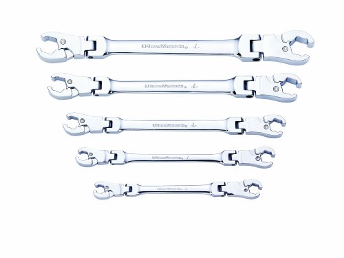 GearWrench 5 Pc. Ratcheting Flex Head Flare Nut Wrench Set, SAE - 89100, Silver - Image 3