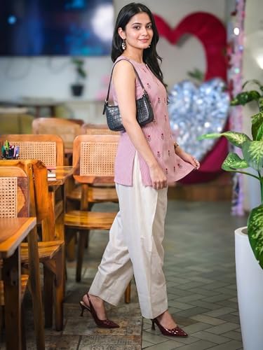 Image of Youthnic Women's Cotton Embroidered And Stripes Work Summer Wear Straight Kurti With farshi Salwar | Co Ord Set for Women Stylish | Office wear Kurta Set