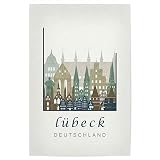 artboxONE Poster 30x20 cm Städte Lubeck Skyline Light Blue 