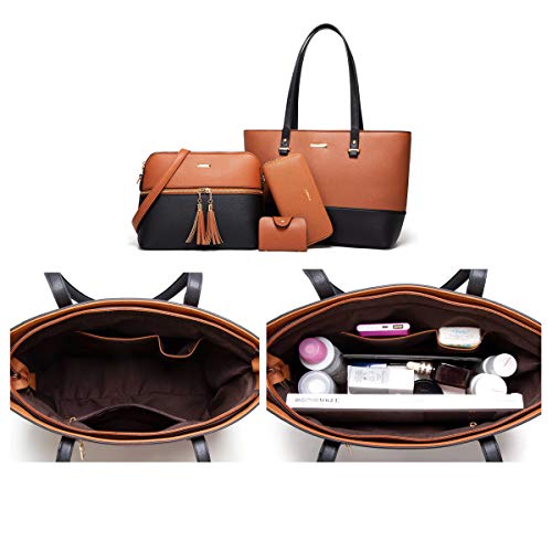 Image of Women Fashion Handbags Wallet Tote Bag Shoulder Bag Top Handle Satchel Purse Set 4pcs