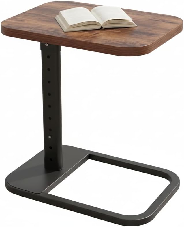 TV Tray Table, C Shaped End Side Table, Adjustable Height & Flip-Top & Rounded Metal Corners for Couch, Sofa, Bed, Chair, Living Room, Dinner or Laptop, Small Spaces