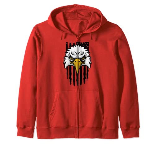 Bandera Americana de Águila Calva Retro Sudadera con Capucha
