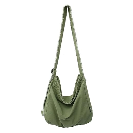 Grunge Bag Hobo Boho Hippie Crossbody Bag Sling Purses for Office Study Shopping Travel Y2k Aesthetic (Army Green)