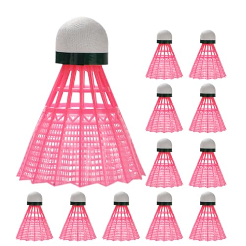 Veemoon Lot de 12 Volants de Badminton en Plastique Nylon Léger, Stables et Solide, pour Entraînement et Jeux en Extérieur pour Étudiants