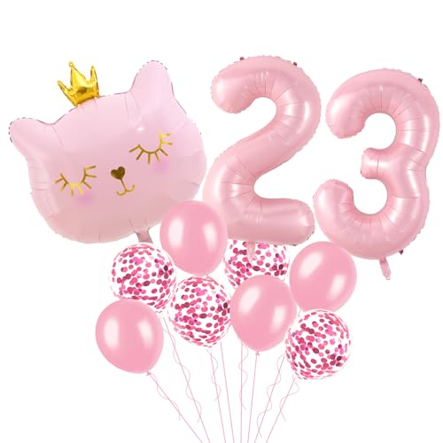 Image of Wclliuchi Cat Birthday Decorations, Cat Balloons, Pink 23 Balloon Numbers, Cat Themed Birthday Party Decorations, Cat Balloon for 23 Birthday Decorations, WLX-Balloon27-20240610