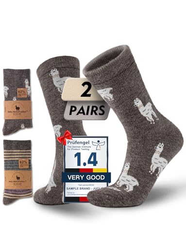 Juclise Alpaca Wool Socks for Women Winter Heavyweight Crew Hiking Boot Thermal Warm Thick Cold Weather Fleece Breathable (US Alpha Medium Regular Regular Alpaca Dark Camel + Dark Camel Stripes)