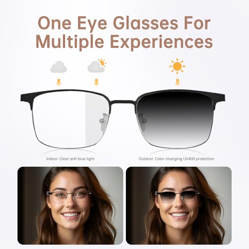 Bluetooth Audio Smart Glasses, Blue Light Glasses for Women Men, Remote Shooting, Open Ear Sound Mic & Speakers, Magnetic Charging, Color-Changing... - Image 2