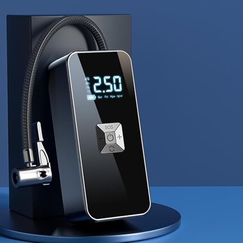 Ruwshuuk Digitale autoluchtpomp, bandenpomp, draagbare luchtcompressor, Digitale luchtcompressor 12V draagbare bandenpomp, Elektrische bandenpomp Bedrade luchtpomp met manometer voor auto en fiets - Afbeelding 4