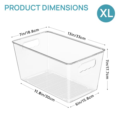 Vtopmart 6 PCS Clear Plastic Storage Bins, Pantry Organizer Containers with Handle for Refrigerator, Fridge, Cabinet, Ki - Additional View
