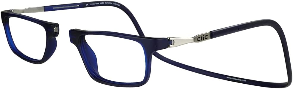 Magnetic Reading Glasses - Adjustable Neck Hanging Readers - Secure Fit with Rigid Headband - Executive XL (XL-XXL, Dark Matte Blue, 2.50 Magnification)