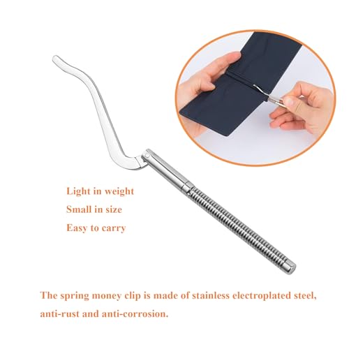 4PCS 70mm Spring Money Clips, Metal Spring Money Clip Insert Bar Slim Wallet Clamp Replacement Parts for Bifold Leather Wallet Purse Credit Card Holder (Gold and Silver)3