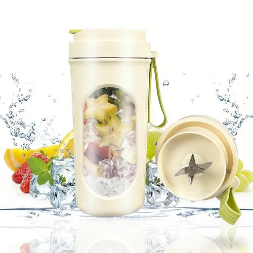 Tragbarer Mixer 450ml Smoothie Maker tragbarer persönlicher Mixer mit 12-Blatt-Edelstahlklinge Mini Blender Typ C Ladung Mit Direkter Trinkwasserbedeckung (Grün)