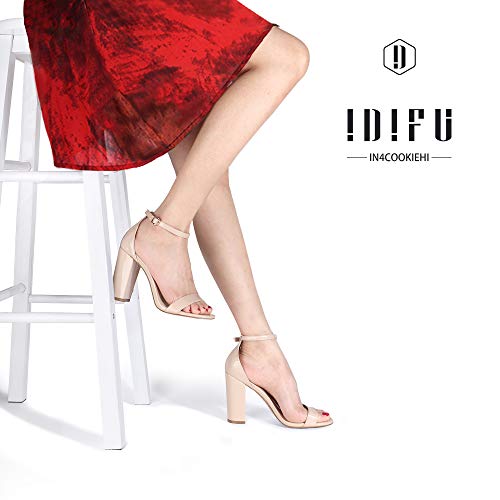 IDIFU Women's IN4 Cookie-HI Chunky High Heel Sandals Open Toe Ankle Strap Wedding Bridal Prom Dress Shoes For Women… - Image 3