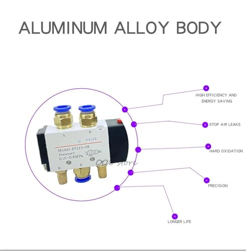 Vanne de commande pneumatique 4V210-08 DC24V pour circuits d'air comprimé 5/2 - 3