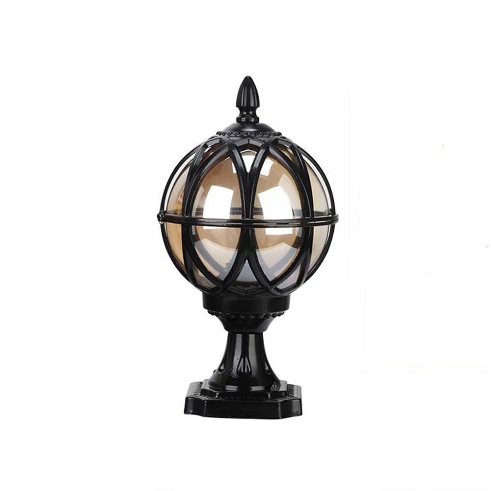 GTHTUHFD Ball Shade Post Cap Lights, European Deck Fence Lighting, Retro Column Lamp For Garden Patio Pathway Driveway,Black-Height:15inch/38cm