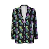 Brosoneto Pineapple Print Men's Casual Lapel Blazer, One Button Suit Regular Fit Sports Coats Jackets with Pockets for Prom,Party,Dinner