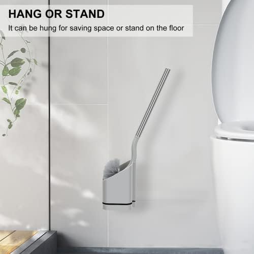 NileHome Toilet Brush, Curved Handle Toilet Brushes for Bathroom Dense and Durable Toilet Bowl Cleaner Brush for Deep Cleaning Ergonomic Angled Reach Toilet Bowl Rim