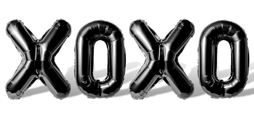 Letter Balloons - XOXO 16 Inch Alphabet Letters Foil Mylar Balloon Valentines Day Banner (Black)