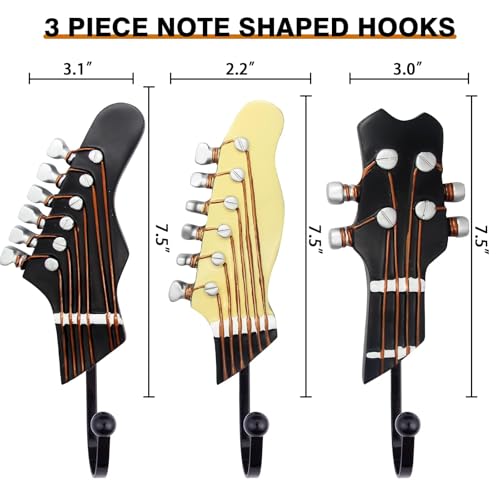KUNGYO-Vintage-Guitar-Shaped-Decorative-Hooks-Rack-Hangers-for-Hanging-Clothes-Coats-Towels-Keys-Hats-Metal-Resin-Hooks-Wall-Mounted-Heavy-Duty-3-Pack-Guitar-Hook-A KUNGYO Vintage Guitar Shaped Decorative Hooks Rack Hangers for Hanging Clothes Coats Towels Keys Hats Metal Resin Hooks Wall Mounted Heavy Duty 3 Pack Guitar Hook A