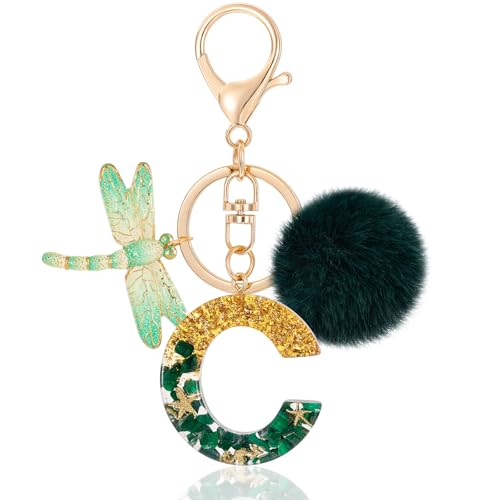 MWOOT Initial keychain, Resin Letter C keychain, Cute Car Keyring,