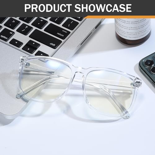Image of TR90 Oversized Blue Light Blocking Glasses Men Women Ultralight Nerd Square Computer Games Black Large Eyewear