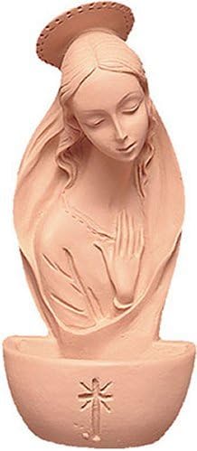 Catholic Gift Shop Virgin Mary Terracotta Holy Water Font & Lourdes Prayer Card