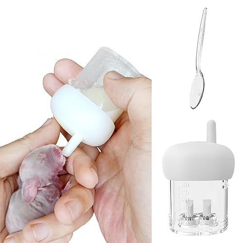 MANON ROSA Kitten Bottle Feeding Kit Newborn Pet Nursing Milk Bottle and Spoon Set for Small Animals Baby Puppy Rabbits with Anti-Choking Solution